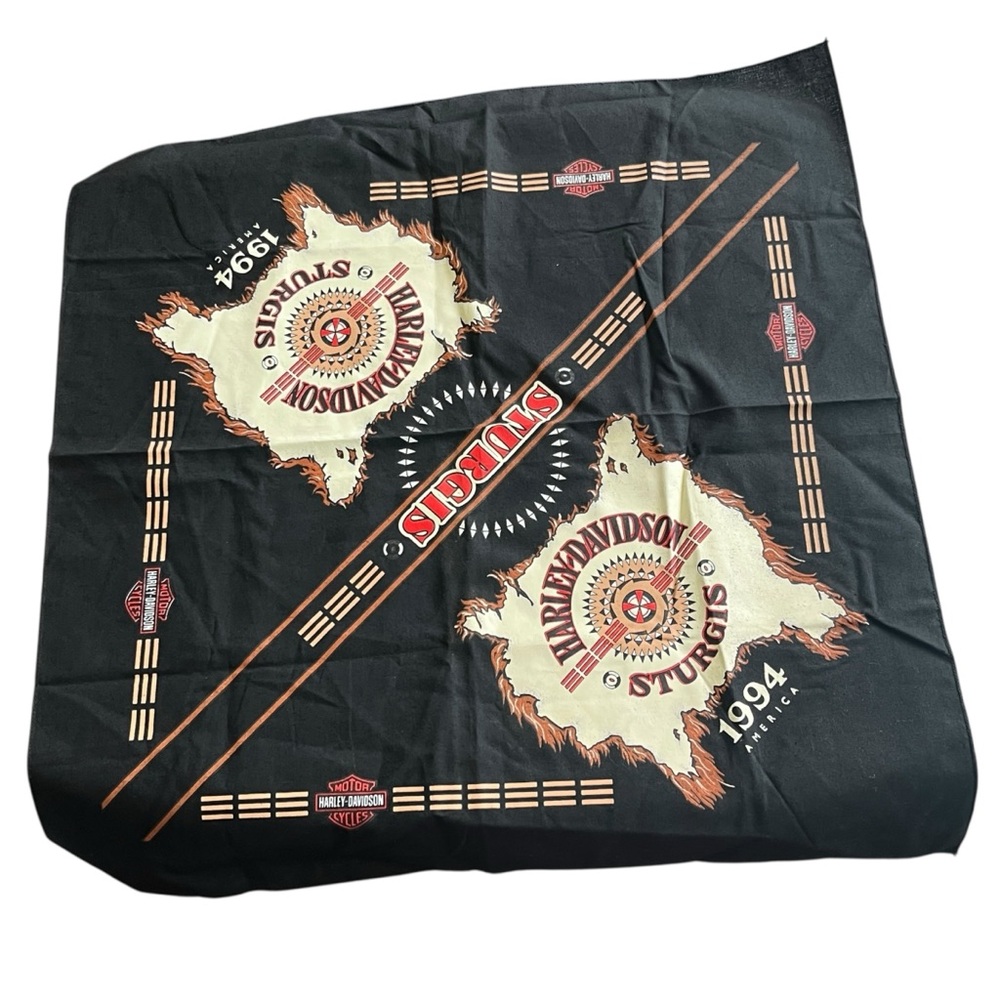 Vintage 90s Harley Davidson Sturgis Bandana Colorful Graphic Moto Motorcycle